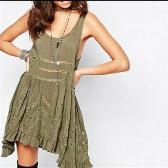 Free People Tops - Free People Green Trapeze Voile Tunic Dress
